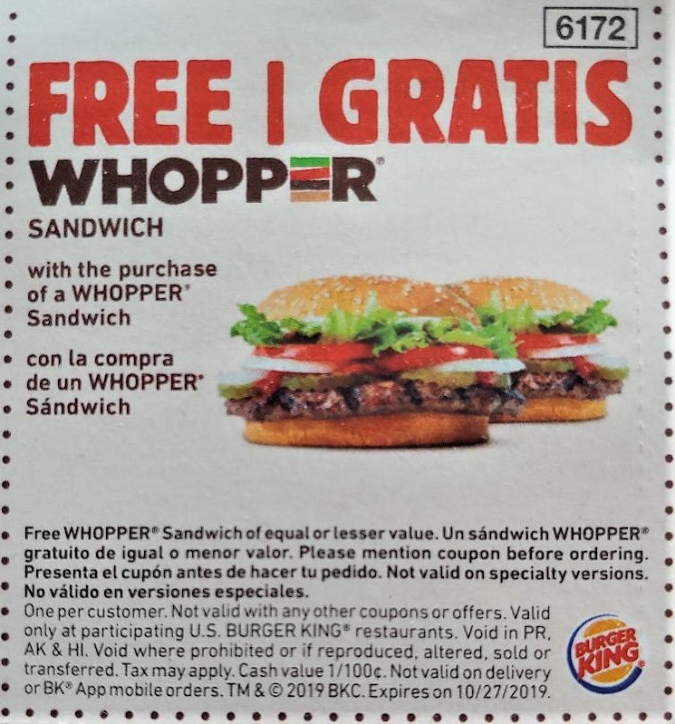 Burger King Coupons / No purchase or coupon necessary.. Expired on